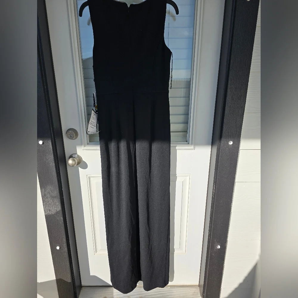 Adrianna Papell Women Ruffled Gown Sz 6 Asymmetric Hem Black NWT Old Money Party - Picture 14 of 15